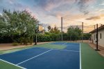 Basketball court that can be turned into a volleyball court